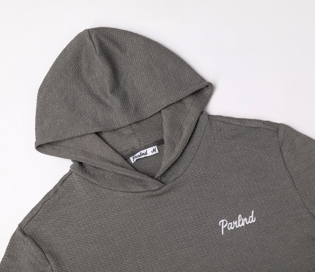 Micro Waffle Performance Hoodie in Stone Gray