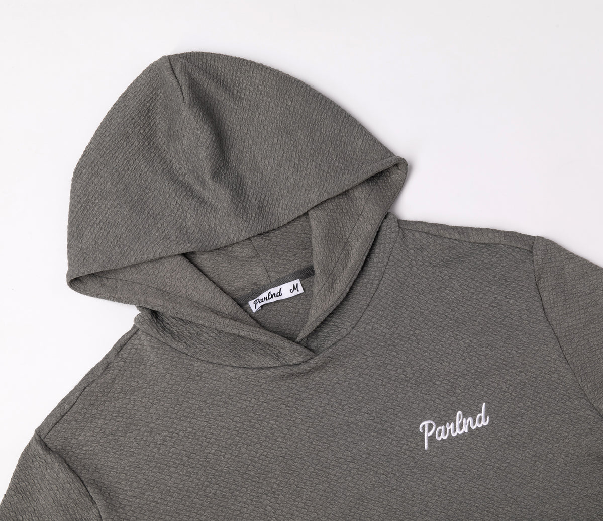 Micro Waffle Performance Hoodie in Stone Gray