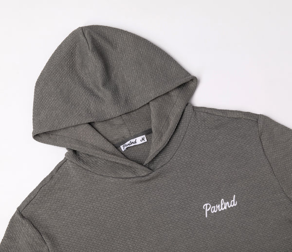 Micro Waffle Performance Hoodie in Stone Gray