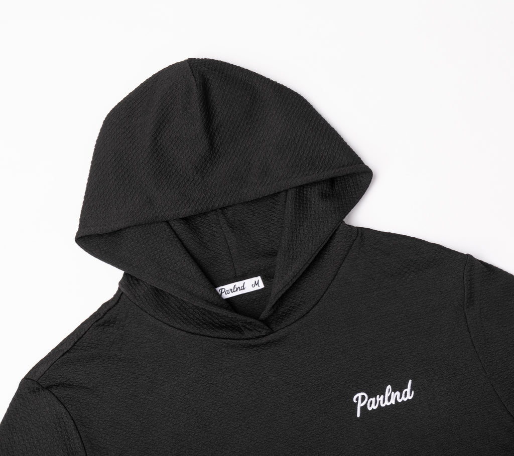 Micro Waffle Performance Hoodie in Black