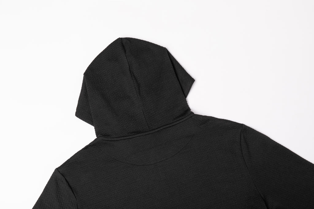 Micro Waffle Performance Hoodie in Black