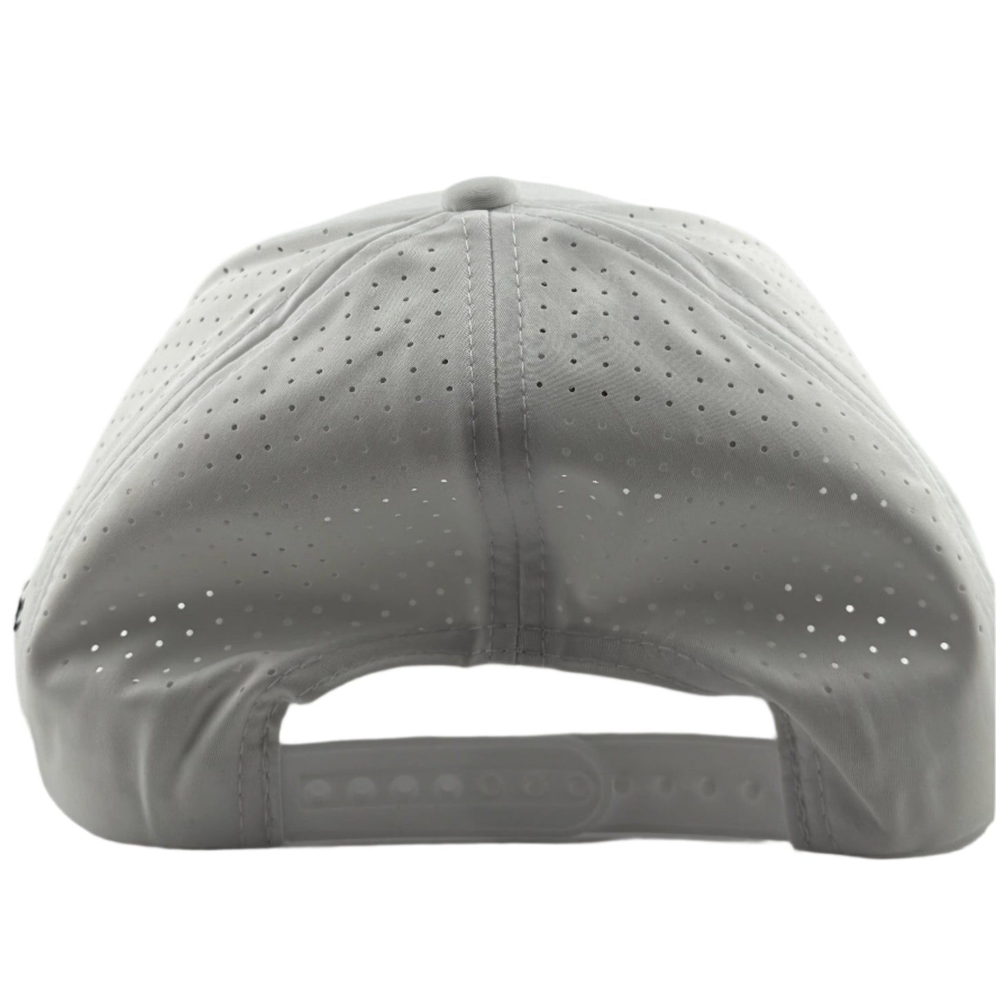 Gray cap with perforated design on a light gray background